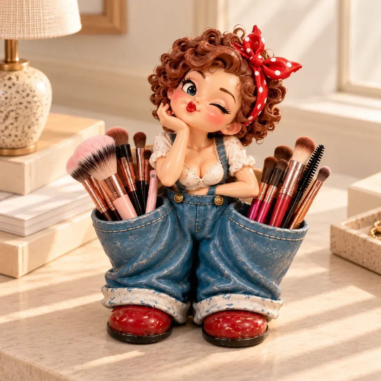 Charming vintage girl figurine for home decoration