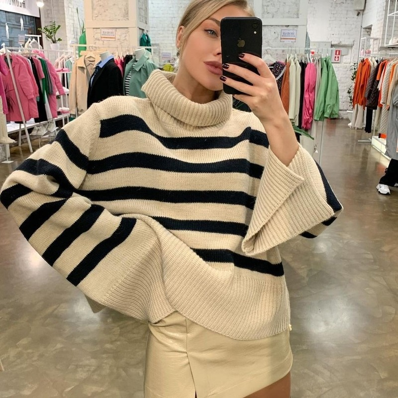 Ootddress 2025 New Women's Turtleneck Sweater Fall Winter Knitted Pullovers For Women Casual Knitwear Long Sleeve Oversized Tops