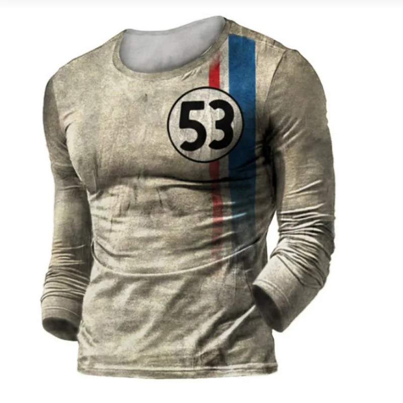 Outdoor "53" Printed Round Neck Long Sleeve T-shirt
