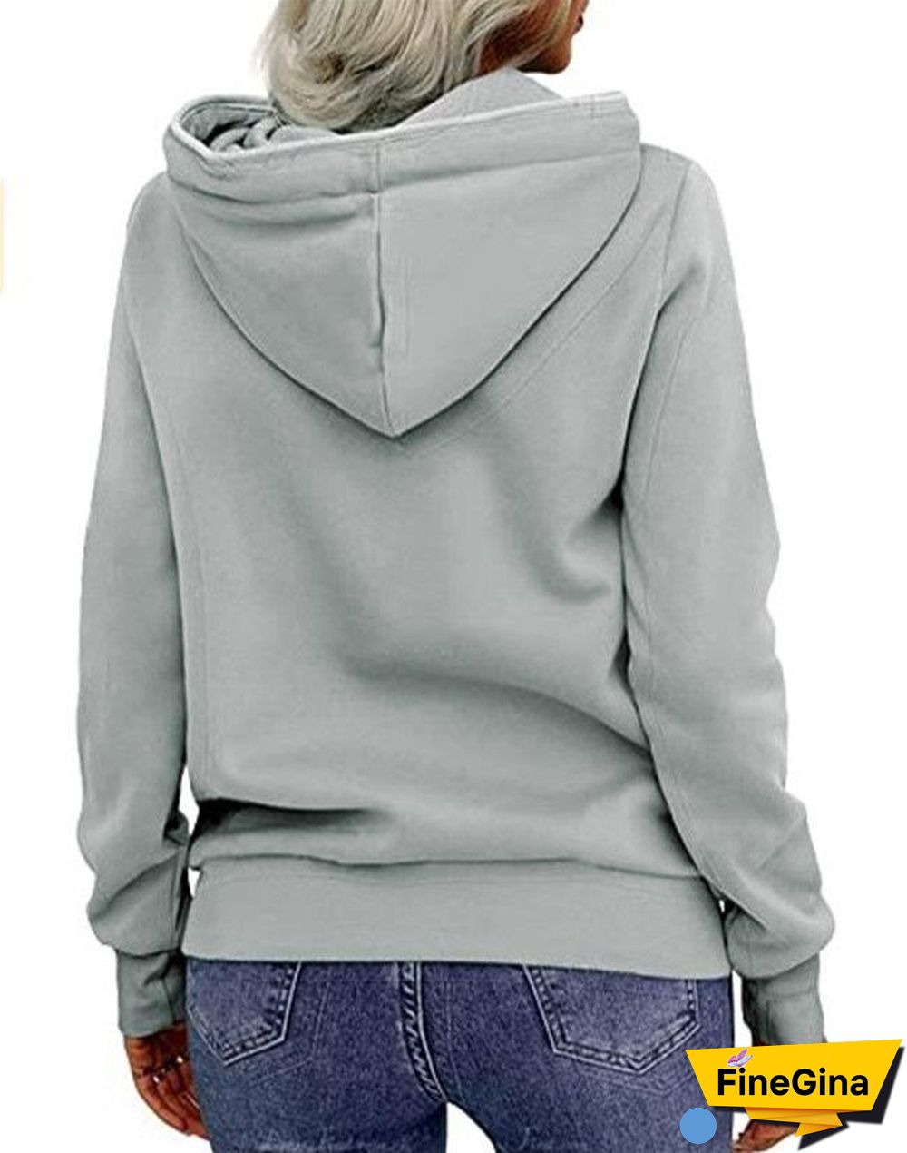 Plain Cotton Plush Lining Zipper Collar Top