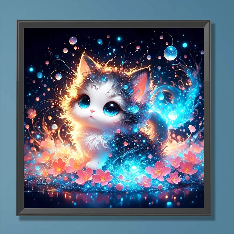 Cat who Plays in Water - Full Round - Diamond Painting (30*30cm)