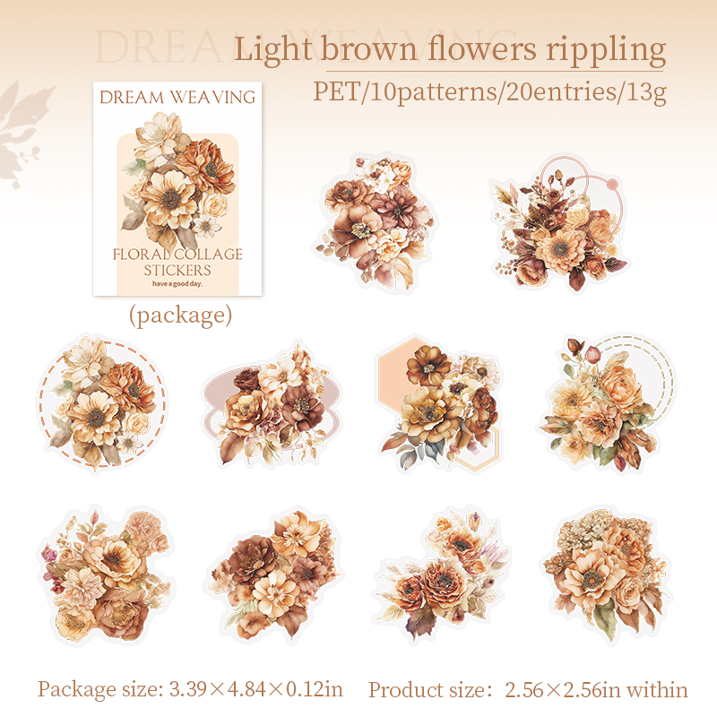Journalsay Dream Weaving Series Vintage Flower Landscaping PET Sticker 