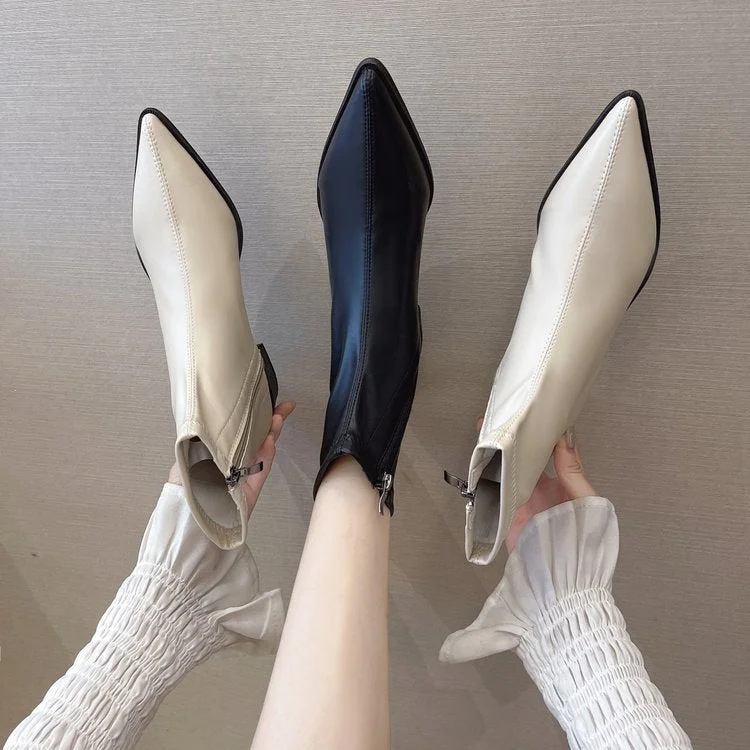 Graduation Gifts  Boots 2022 chunky heeled women fashion boots web celebrity matching medium heel slim Chelsea ankle boots