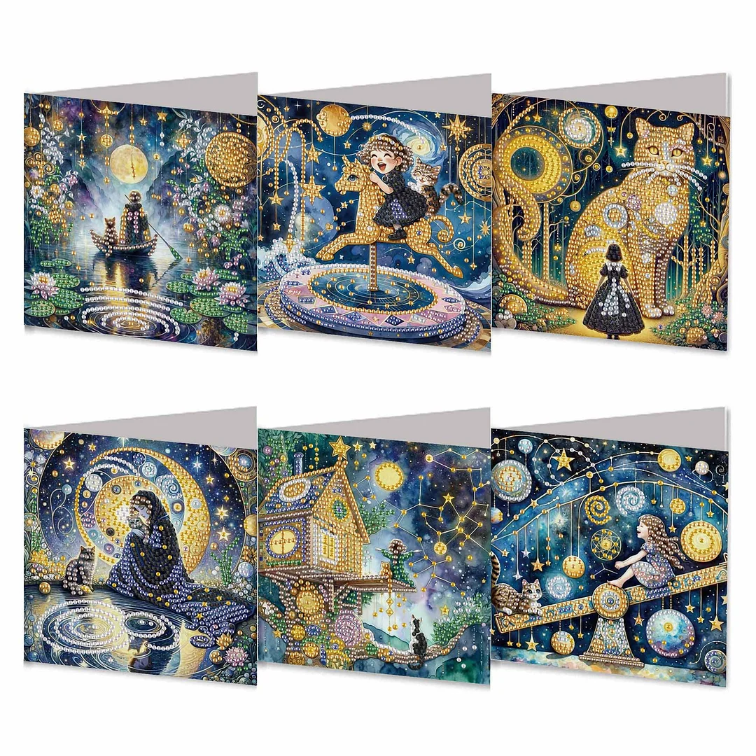 6PCS DIY Diamond Art Greeting Cards Dream Thank You Cards and Holiday Blessings