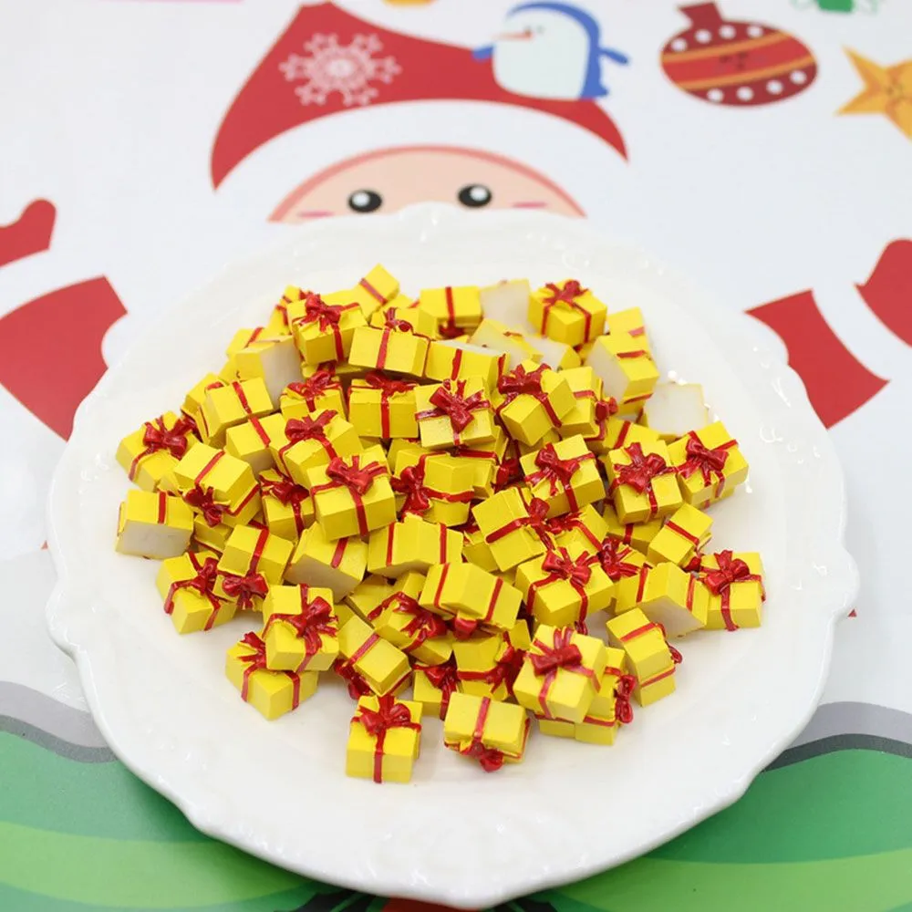 Tegooe Resin Miniature Gift Box Set - Flatback Christmas Dollhouse Decoration 5-20 PCS