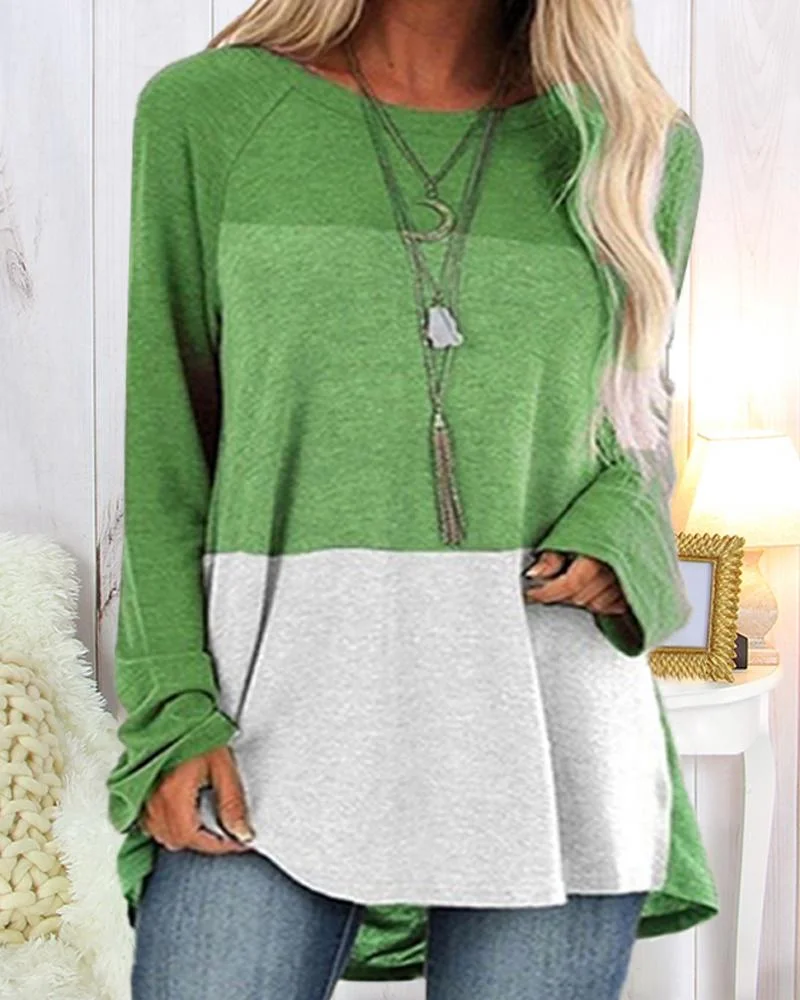 Solid Color Loose Contrasting Top