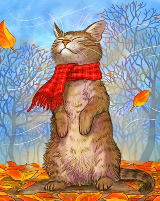 

Cat In Autumn Season – Paint By Numbers - 40*50CM, 501 Original