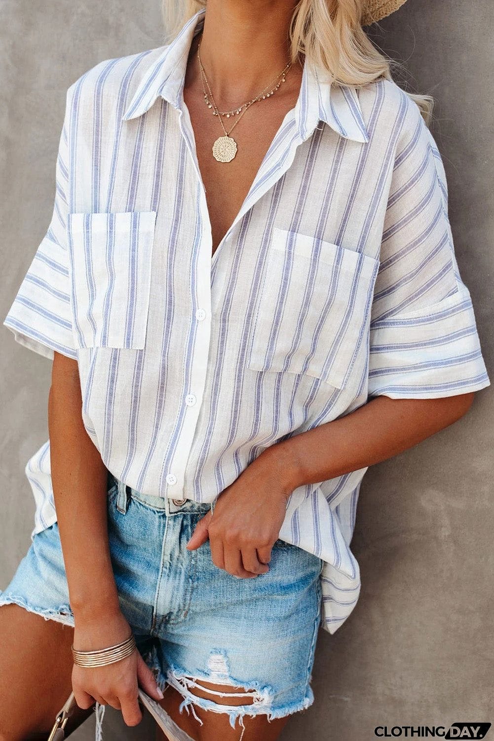 Pocketed Striped Shirt