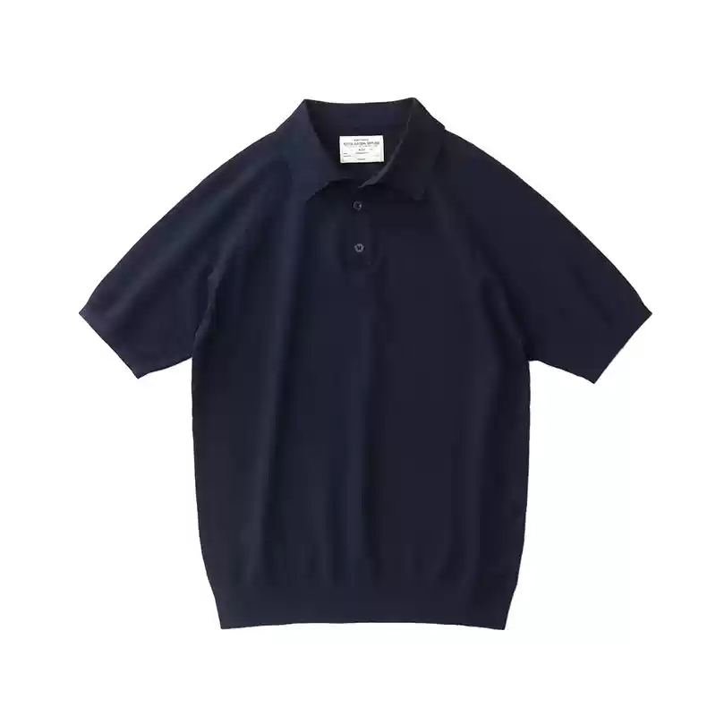 Men's Casual Solid Color Knitted Lapel Short-Sleeved Polo Shirt