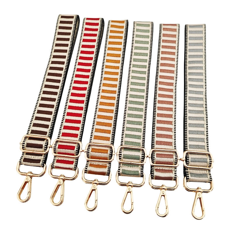Polyester Cotton Color Block Bag Strap