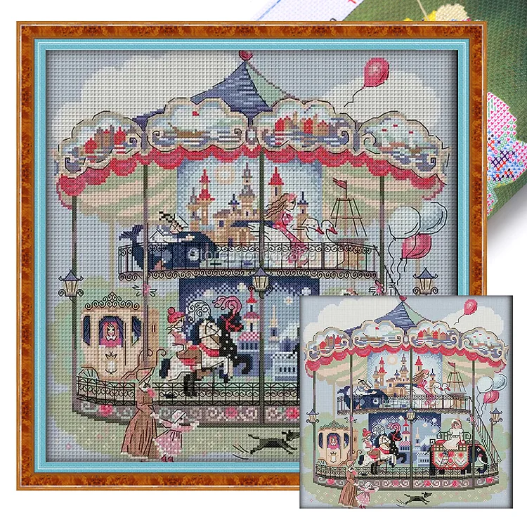 Joy Sunday Carousel - Printed Cross Stitch 14CT 41*42CM
