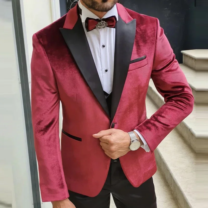 Mens Casual Business Velvet Blazer - Christmas Collection