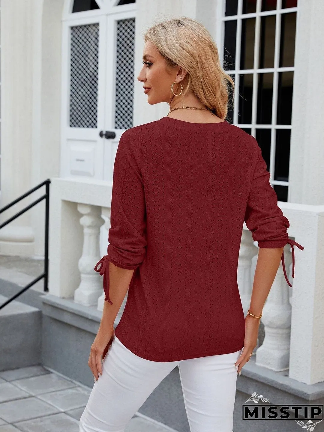 Short Sleeve Mock Neck T-Shirt with Side Slits