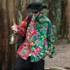 Men's casual Northeast large flower patchwork long-sleeved shirt
