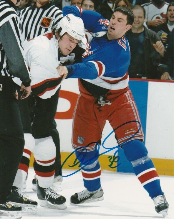 MATTHEW BARNABY SIGNED NEW YORK NY RANGERS FIGHT 8x10 Photo Poster painting #2 Autograph