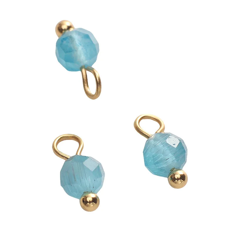 5 PCS/Package Diameter 3mm Diameter 4mm Hole 1~1.9mm Alloy Natural Stone Geometric Pendant Jewelry Accessories