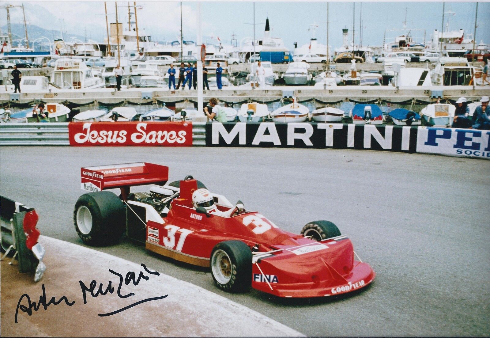 Arturo MERZARIO SIGNED FORD Monaco Grand PRIX GP 12x8 Photo Poster painting AFTAL COA Autograph