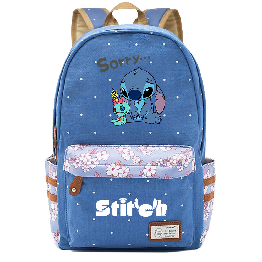 Stitch-Inspired School Backpack with Double Side Pockets | Cute and Stylish for Leisure Travel | Large Capacity-Mayoulove