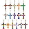 16pcs DIY Cross Diamond Painting Double-Sided Keychains