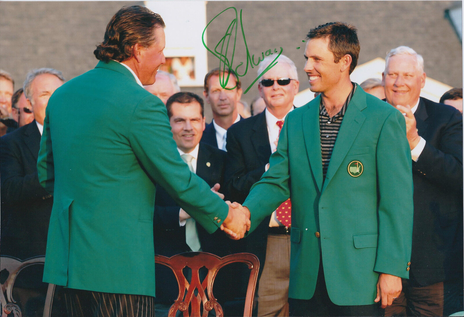 Charl Schwartzel SIGNED 12x8 Photo Poster painting AFTAL Autograph COA Green Jacket MASTERS 2011