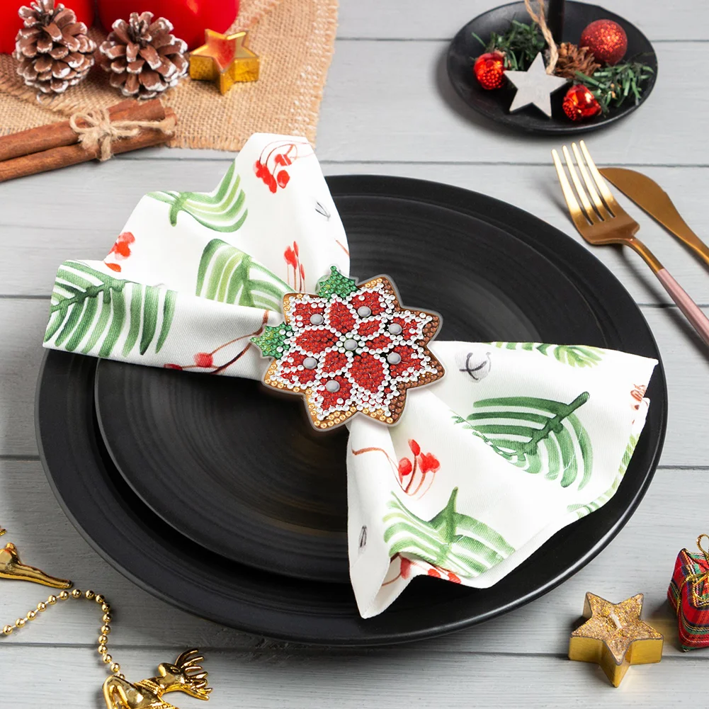 2Pcs Butterfly Diamond Painting Napkin Ring Diamond Napkin Holder for Table