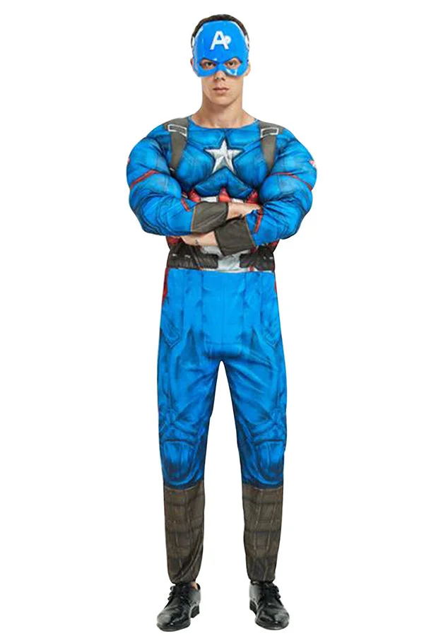 Mens Deluxe Captain America Costume-elleschic