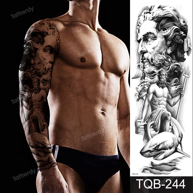 clock lion king fox forest temporary tattoos men sexy body art makeup tattoo sticker black waterproof custom totem maori tatoo