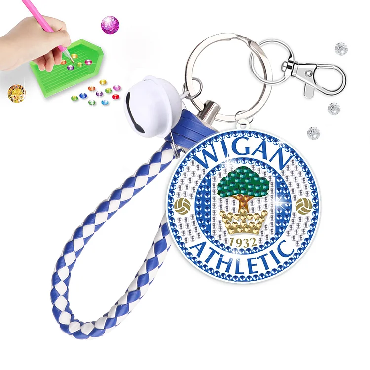 Wigan Football Club Double Sided Diamond Painting Keychain for Beginners Adults