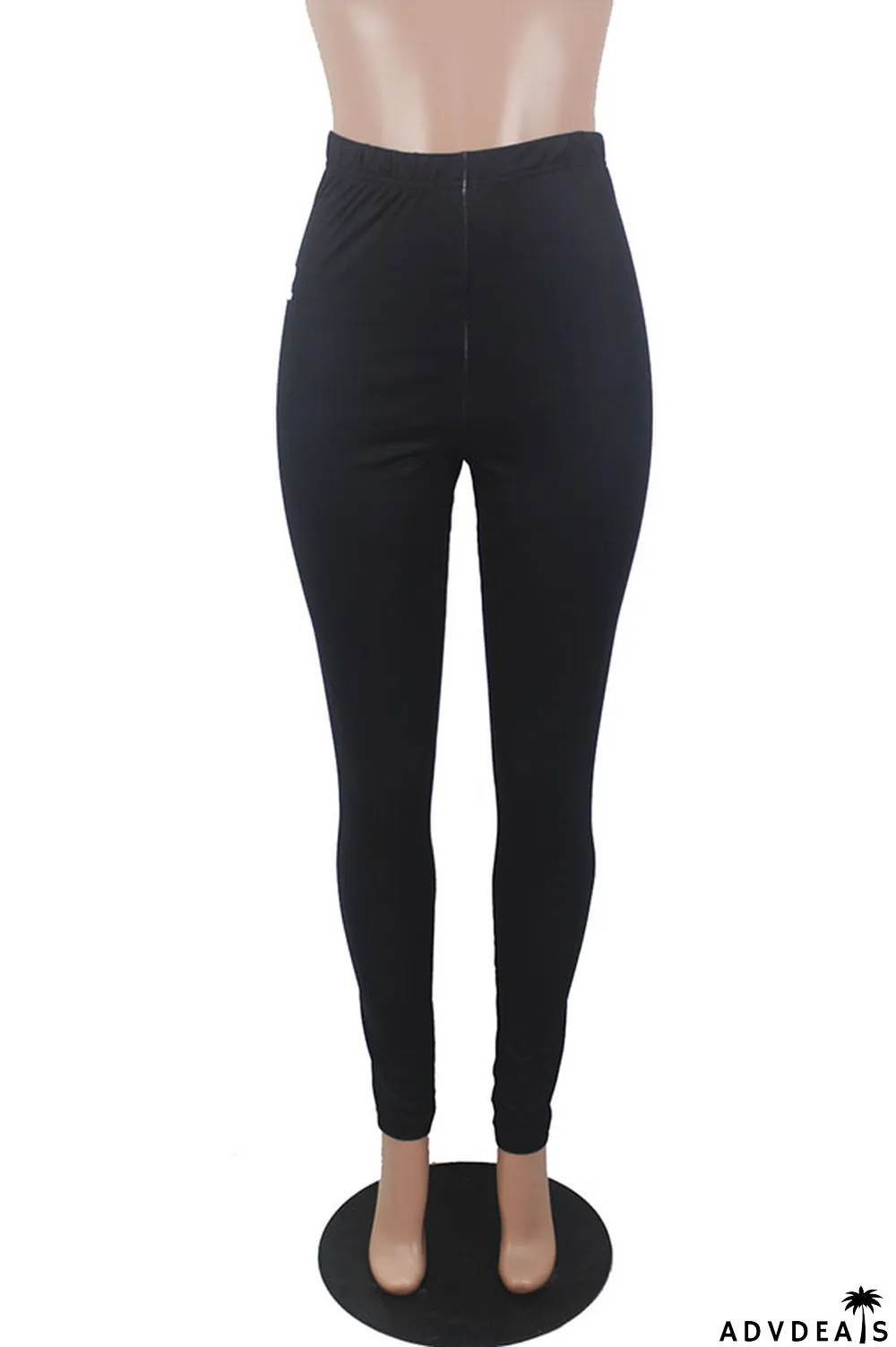 Pink Elastic Fly Mid Print Straight Pants Bottoms