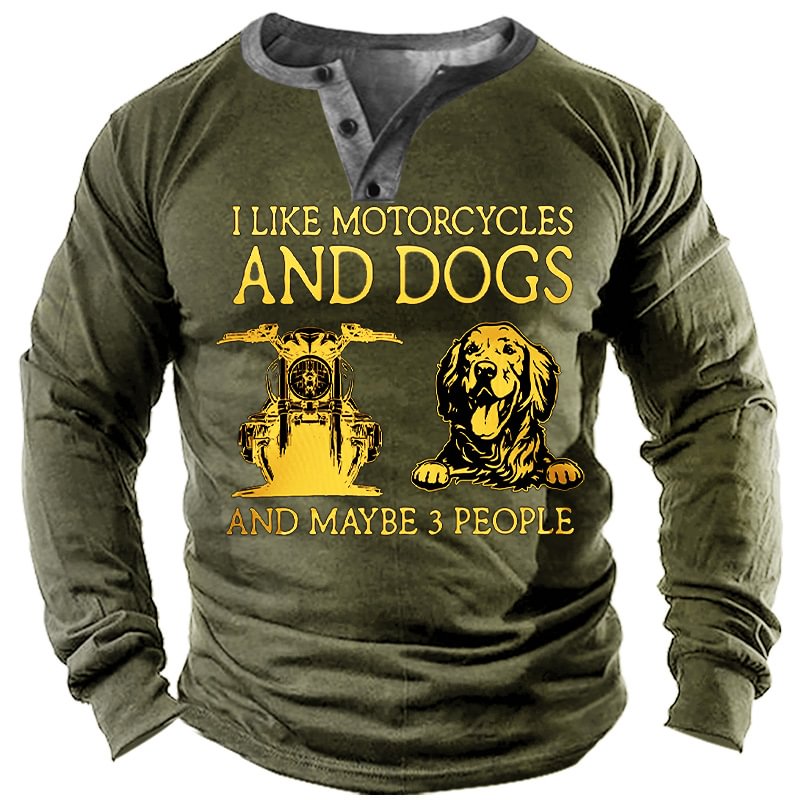 Love Dogs And Motorcycles. Men's Henry Shirt-Compassnice®