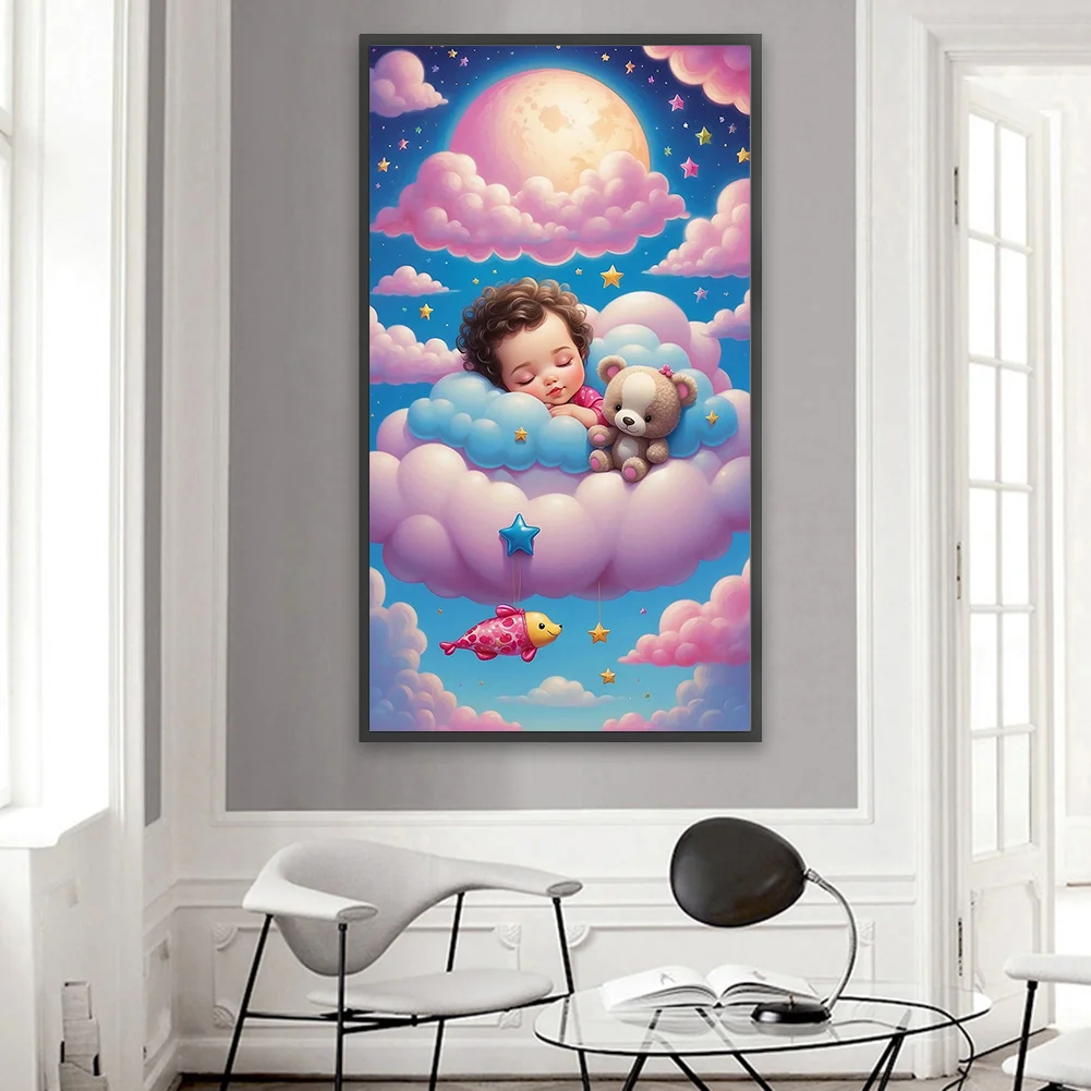 Diamond Painting - Full Round Drill - Clouds Sleeping Kid(Canvas|40*70cm)