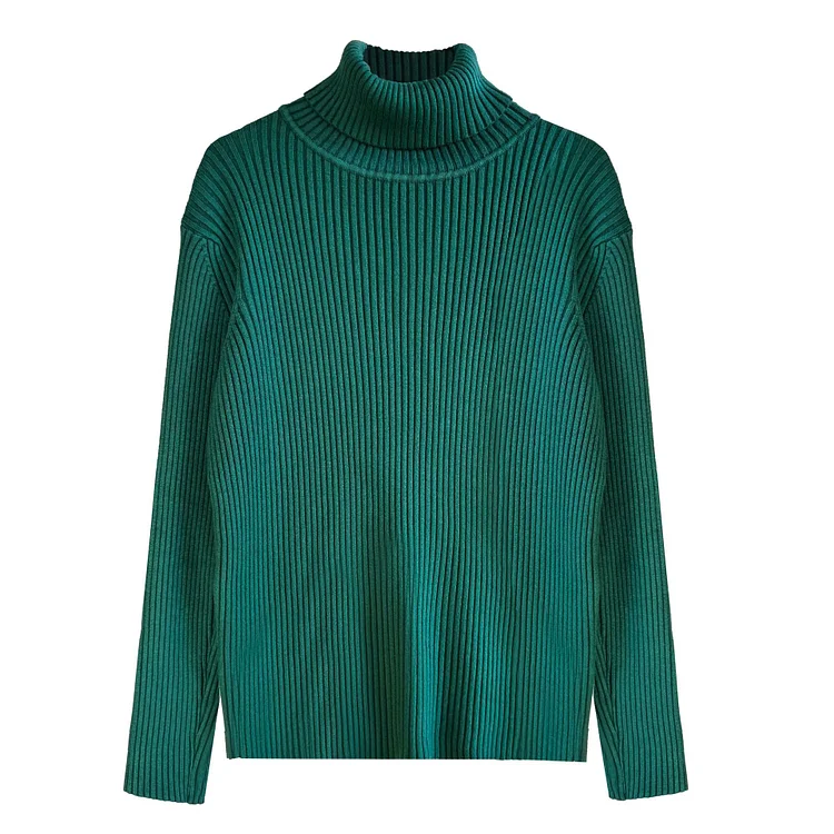 Simple Solid Color Turtleneck Sweater