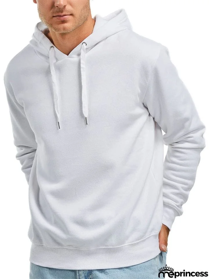 Men's Solid Color Thick Pullover Hoodies