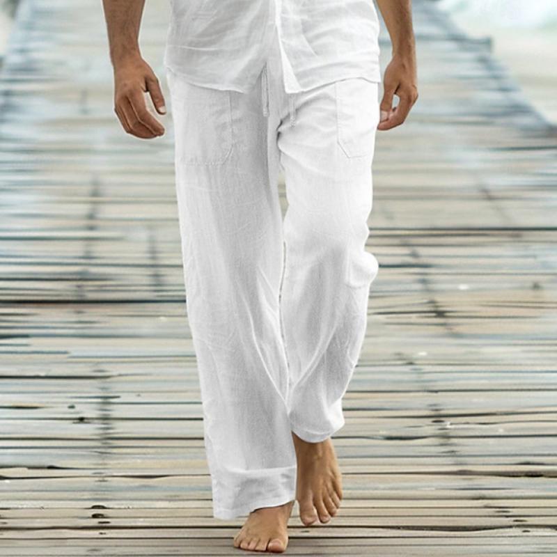 Men's Solid Color Cozy Elastic Waist Straight Casual Pants 72652477Z