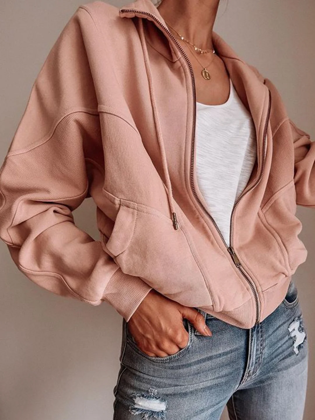 Women Casual Winter Solid Pockets Mid-weight Micro-Elasticity Daily Long sleeve Cotton-Blend Jacket