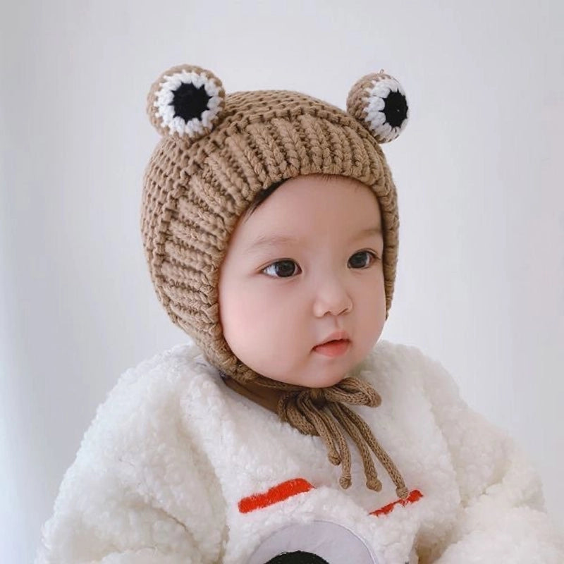 Baby Hat Autumn And Winter Boys And Girls Baby Knitted Wool Hat Cute Super Cute Baby Big Eyes Pullover Cap Trendy