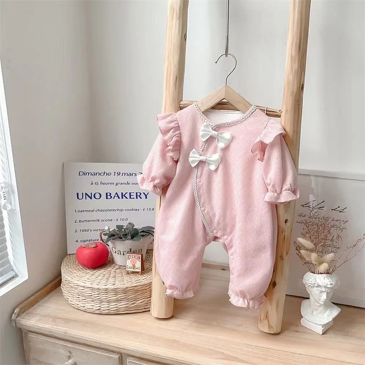 Baby Girl Clothes Onepeice Long Sleeve Pinkie Romper