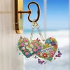 (US Local)6Pcs Acrylic Double Sided Heart Diamond Painting Keychain for Bag Decor