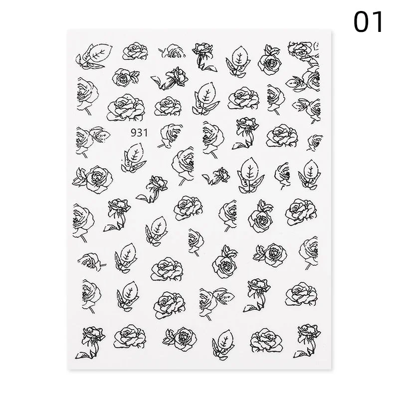 1 Sheet 3D Nail Stars Love Stickers Glitter Shiny Decoration Decal DIY Transfer Adhesive Colorful Nail Tips Tattoo Manicuring