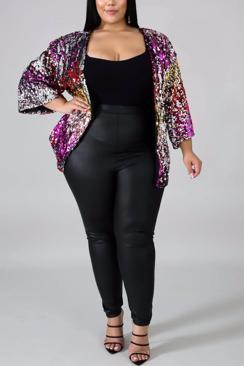 Sexy Plus Size Sequined Jacket (Only Jacket)