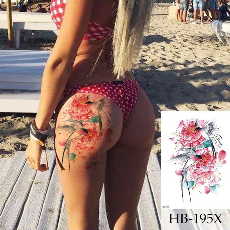Peony Rose Temporary Tattoo Stickers,Women Body Art Tattoo,Girl Back Breast Tatoos Flower