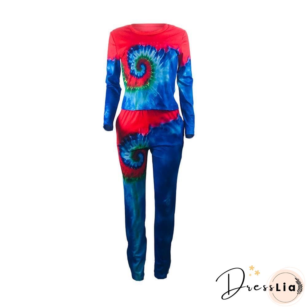 Fashion Tie-Dyed Positioning Print Two-Pieces Set