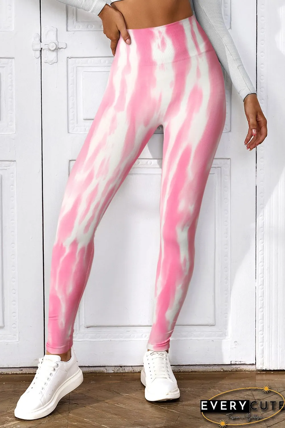 Pink Tie Dye Scrunched Active Pants