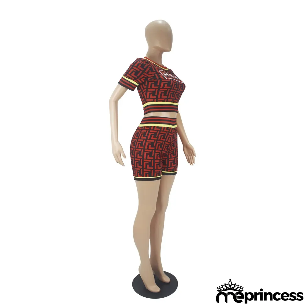 Casual Fashion Letter Embroidery Printing Short Sleeve Suit