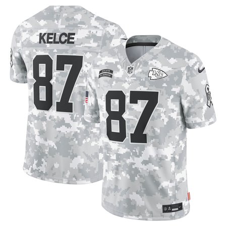 Men's Kansas City Chiefs #87 Travis Kelce  Arctic Camo 2024 Salute to Service Limited Jersey