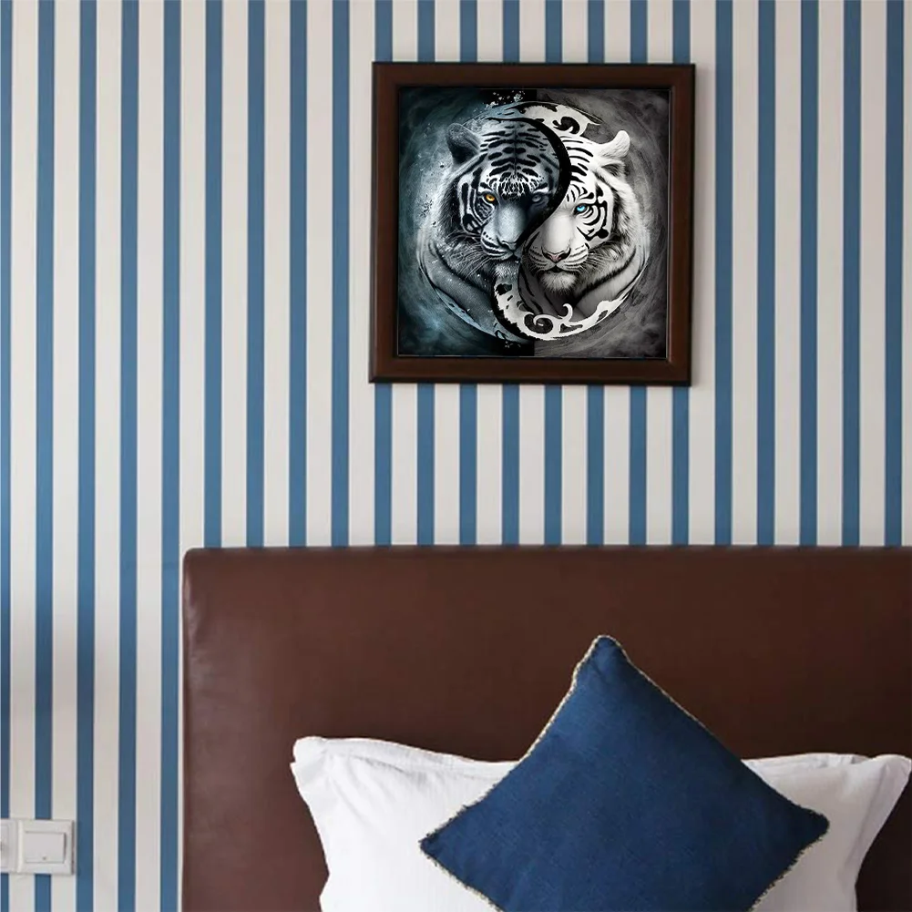 11CT Full Stamped Cross Stitch - Yin Yang Tiger(Canvas|45*45CM)