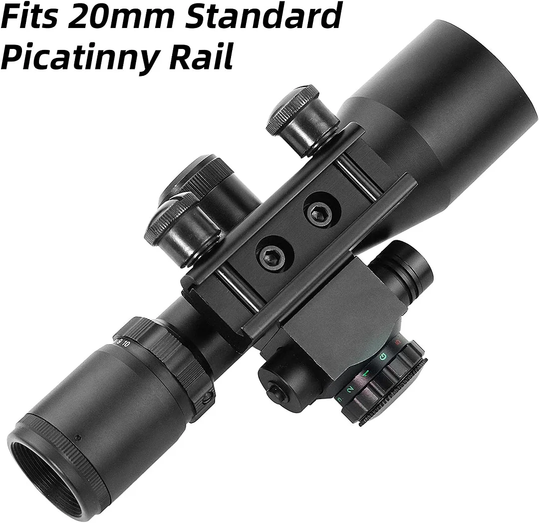 ohhunt® 2.5-10x40 Red Green Illuminated Tactical Rifle Scope Crossbow Scope with Red Laser Combo Less Than 5mW Output