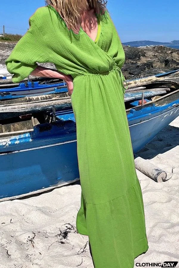 v-neck loose holiday dress