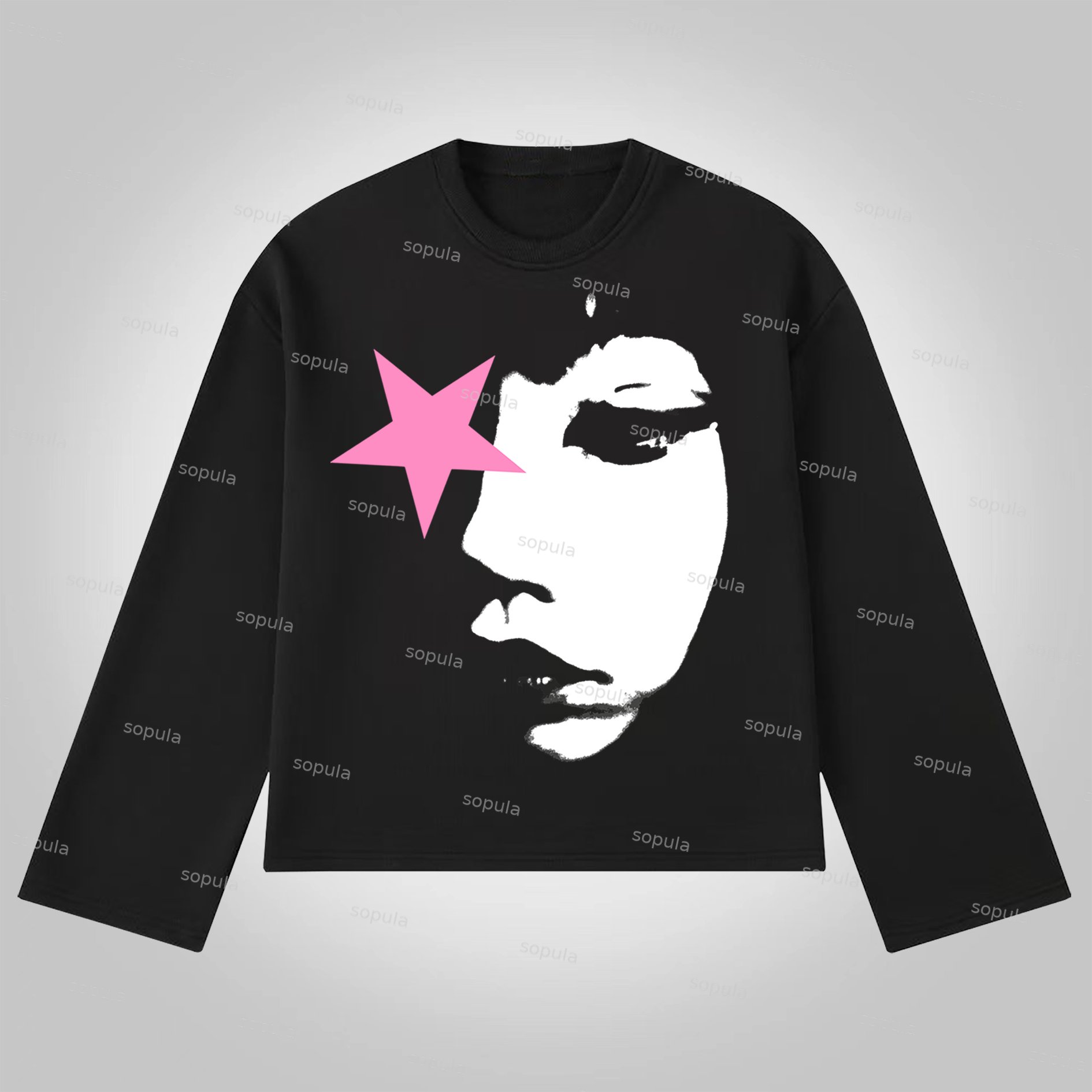 Sopula Vintage Abstract Girl Star Cotton Long Sleeve T-Shirt - SOPULA