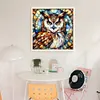 Glass Painting-Owl-11CT Stamped Cross Stitch 40*40cm/15.75*15.75in tapestrymarket